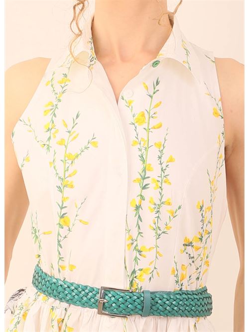 Sleeveless shirt dress with Caesar Augustus and broom print Laboratorio Capri | ISABELAGINESTRA